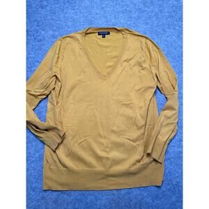 Banana Republic Women’s Stretch Cotton V-Neck Sweater Medium Mustard Yellow